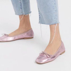 Lilac Metallic Leather Ballet Flats